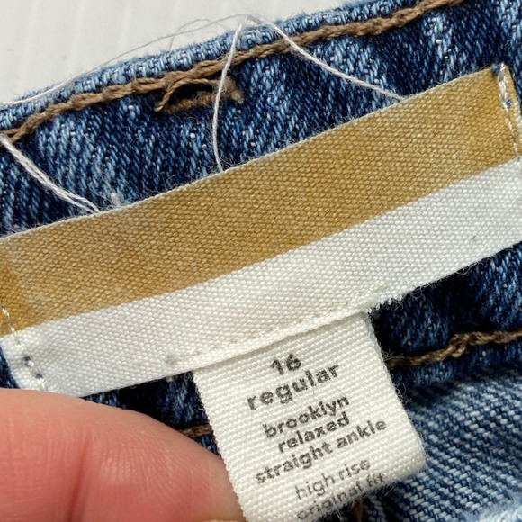 Goldie Blues Brooklyn Relaxed Straight Ankle High Rise Ripped Blue Denim Jean 16 - Picture 8 of 10